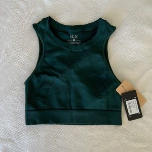 NUX Active Crop Top - Deep, Dark Sierra Green